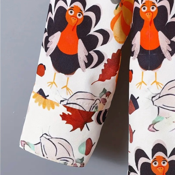 Festive Turkey and Pumpkin Print Shirt - Picture 4 of 6